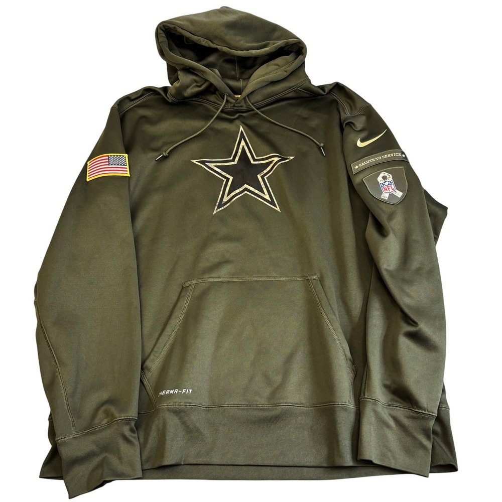 Nike Hoodie Dallas Cowboys Mens 3XL Olive Green Salute Service NFL Sportswear
